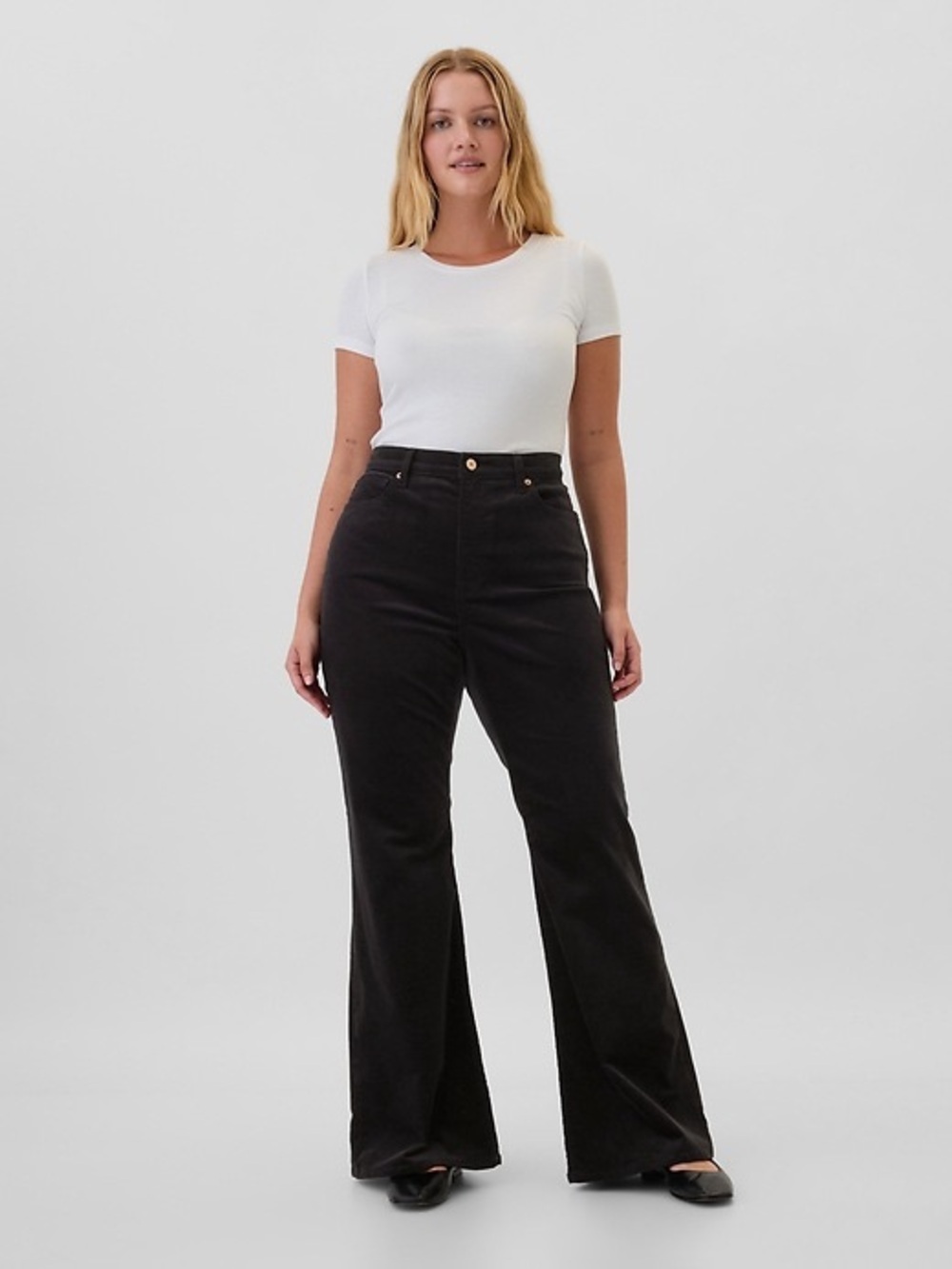 Gap Soft Vintage Flare Corduroy Pants Wide Leg Pants in Black Size 8 Like New